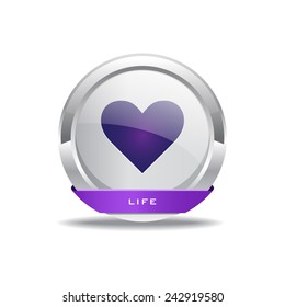 Heart Circular Purple Vector Web Button Icon