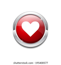 Heart Circular Red Vector Web Button Icon