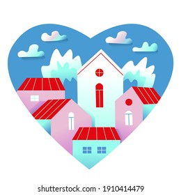 Heart and city.Element for your Valentine`s Day Design,wedding, birth of a child and more.