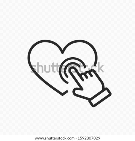 Heart click cursor icon isolated on transparent background. Vector hand pointer clicking love icon. Valentine's Day sign.
