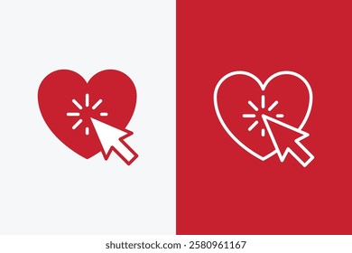 Heart Click Icon Logo Online Romance and Social Media Interaction