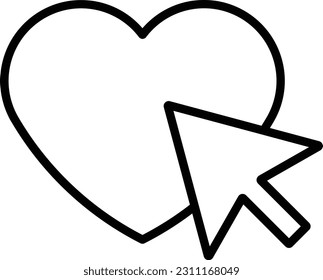 heart click mouse cursor hand Outline