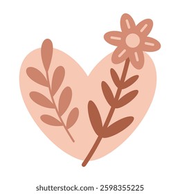 Heart clipart. Cute seasonal object in cartoon flat style. Hand draw vector illustration
