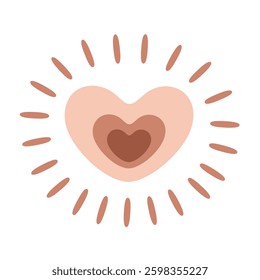 Heart clipart. Cute seasonal object in cartoon flat style. Hand draw vector illustration