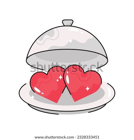 Heart cloche doodle vector outline Sticker. EPS 10 file