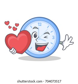 With heart clock character cartoon style