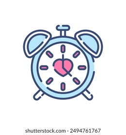 Heart Clock Filled Color Icon, Vector illustration