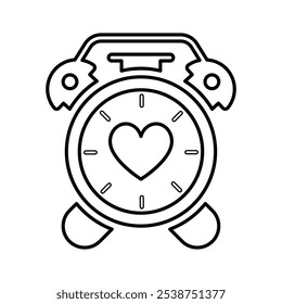 Heart Clock Icon Line Vector graphics