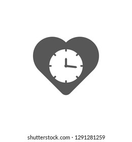 Heart clock icon. Simple glyph, flat vector of valentines day, love icons for UI and UX, website or mobile application