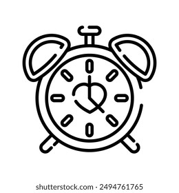 Heart Clock Outline Icon, Vector illustration
