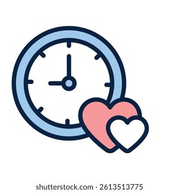 Heart and clock symbolizing time spent on love or relationships