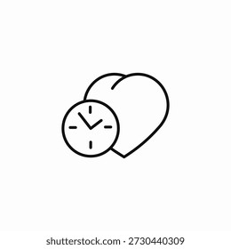 heart clock time icon sign vector
