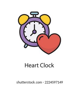 Heart Clock  Vector Filled Outline Icon Design illustration. Love Symbol on White background EPS 10 File
