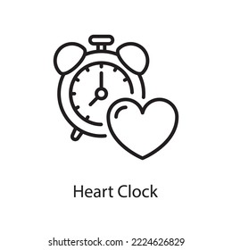 Heart Clock  Vector Outline Icon Design illustration. Love Symbol on White background EPS 10 File