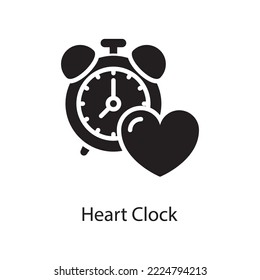 Heart Clock  Vector Solid Icon Design illustration. Love Symbol on White background EPS 10 File