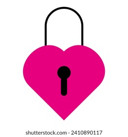 Heart closed padlock line icon. Romance, relationships, love, date, compliment. Vector icon for business and advertising