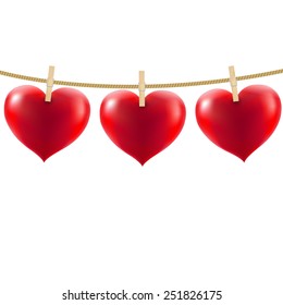 Heart With Clothespegs With Gradient Mesh, Vector Illustration