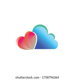 Heart Cloud Logo Template Design - Vector.