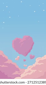 Coração nuvem céu fundo, romântico valentine