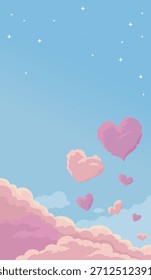 Coração nuvem céu fundo, romântico valentine