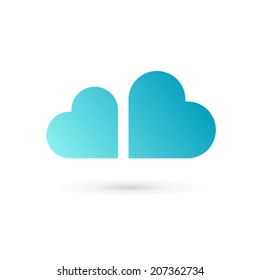 Plantilla de diseño de iconos de símbolos de nube de corazón. Signo vectorial. Puede ser usado en medicina, citas, San Valentín y diseño de bodas.