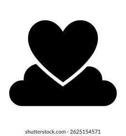 Heart Cloud Symbol. vector: Ideal for use as a tattoo, icon, web graphic design, and infographic concepts."