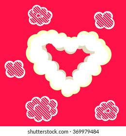 Heart cloud valentine romantic card template. A cloud in the shape of heart.