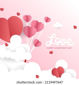 Heart with cloud in Valentine's Day with copy space on pink background , Flat Modern design , illustration Vector EPS 10