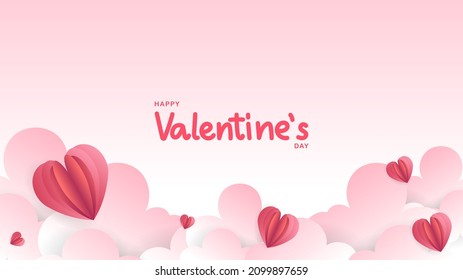 Heart with cloud in Valentine's Day frame on pink background , Flat Modern design , illustration Vector EPS 10