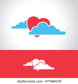 heart in clouds abstract love concept vector illustration