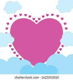 Heart and clouds design of love passion romantic valentines day wedding decoration and marriage theme Vector illustration