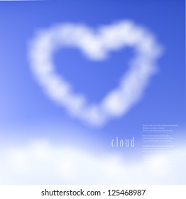 Heart clouds on blue sky,on a separate layer, easy to put on any background.