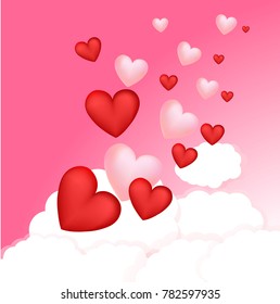 heart and clouds , vector illustration , banner, Valentine's day