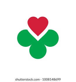 Heart and Clover Icon, Vector Logo. Available in editable EPS vector format.