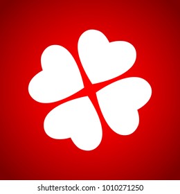 Heart clover on Red Background
