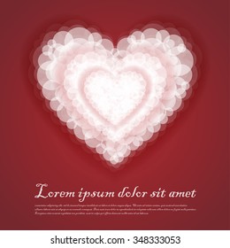 Heart cluod valentine soft red abstract background. Vector Illustration