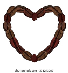 Heart of coffee beans