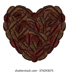 Heart of coffee beans