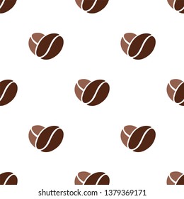 Heart of coffee beans. Seamless vector pattern