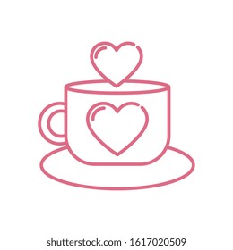 Heart and coffee cup design of love passion romantic valentines day wedding decoration and marriage theme Vector illustration