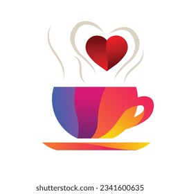 heart and coffee cup, logo icon