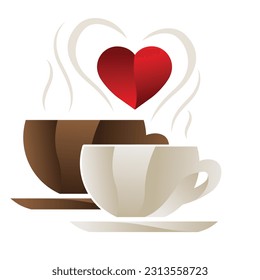 heart and coffee cups, logo icon