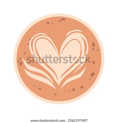 Heart coffee foam art vector illustration