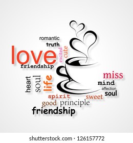 Heart and Coffee, Love Background. EPS 10.