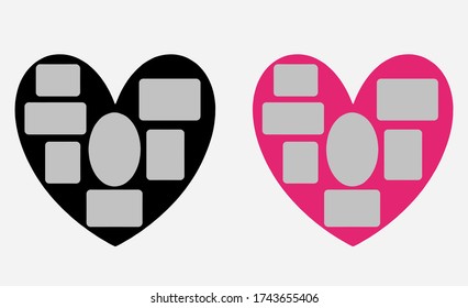 Heart collage frame set design.