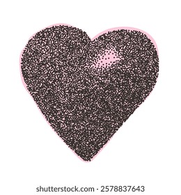 Heart collage sticker. Photocopy monochrome effect love symbol. Brutal dotted retro figure. Collage paper element Vector stippled hearts shape illustration isolated on white background.