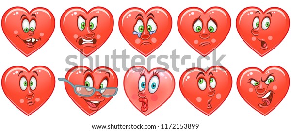 Image Vectorielle De Stock De Collection De Coeurs Emoticones Emoji Symbole D Amour