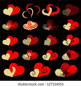 Heart collection icon, love symbol, vector