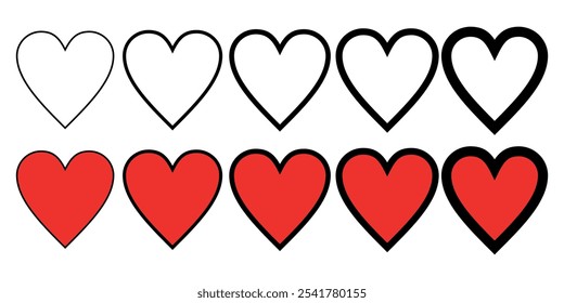 heart collection icon with varied lines