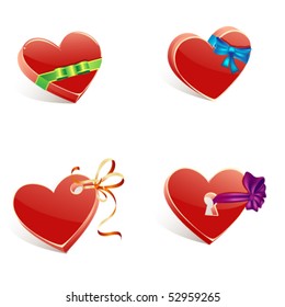 Heart collection with ribbons